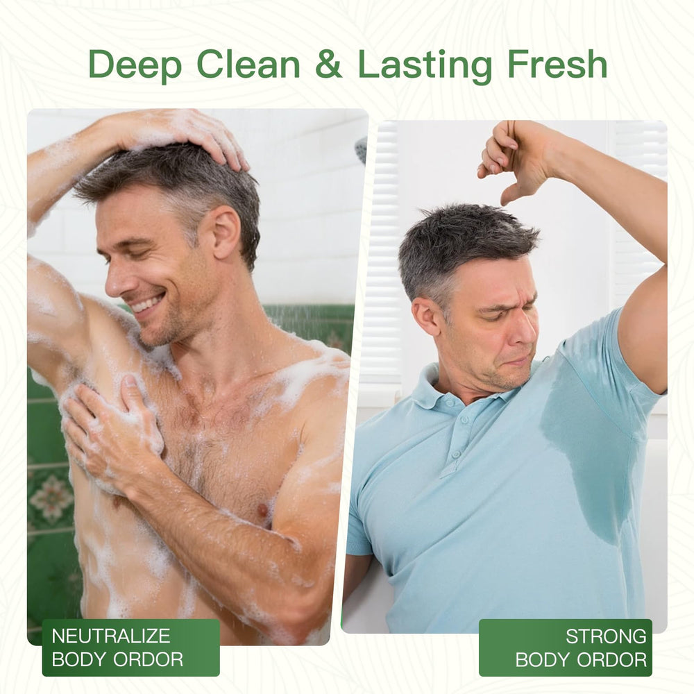 QualiLife Tea Tree Soap on a bathroom shelf highlighting odor-control benefits.