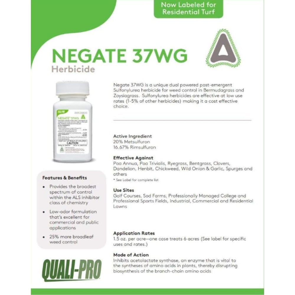 Quali-Pro Negate 37WG bag with granules for golf course weed control