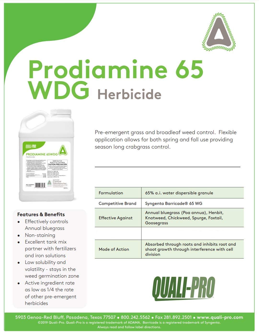 Quali-Pro Prodiamine 65 WDG being applied to a lawn to prevent weeds.