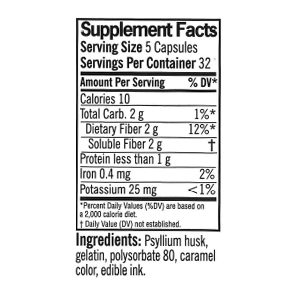 Quality Choice Daily Fiber Capsules pour showcasing soluble fiber intake convenience