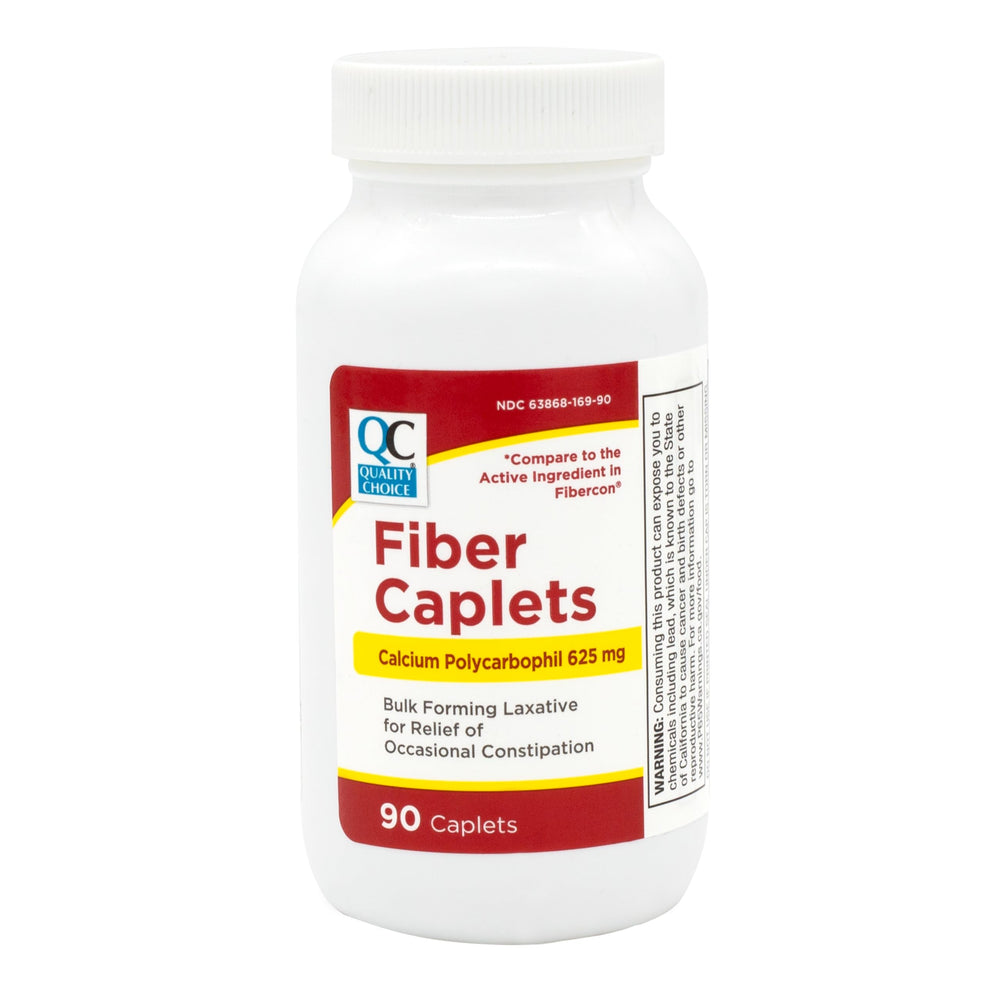 Quality Choice fiber caplets bottle front view for daily fiber support