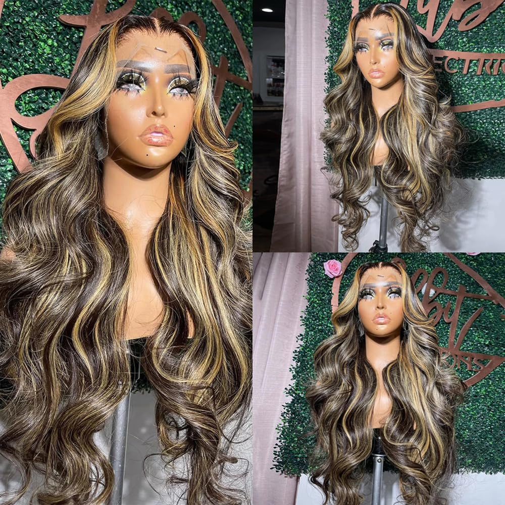 QUANDIAN 13x6 HD lace front wig with ombre highlight blends seamlessly