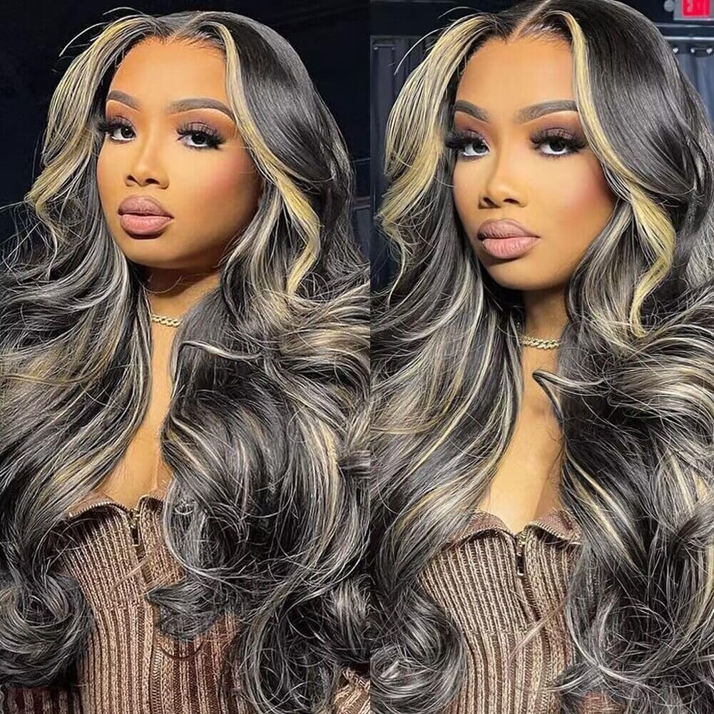 QUANDIAN 28 inch balayage lace front wig for natural long length look