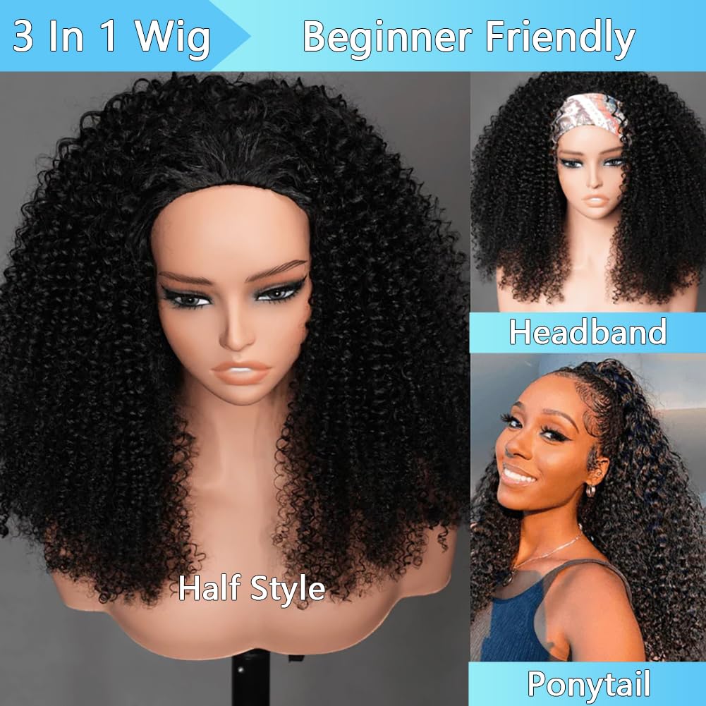 QUANDIAN Kinky Curly Half Wig 200% density texture for voluminous, realistic styling