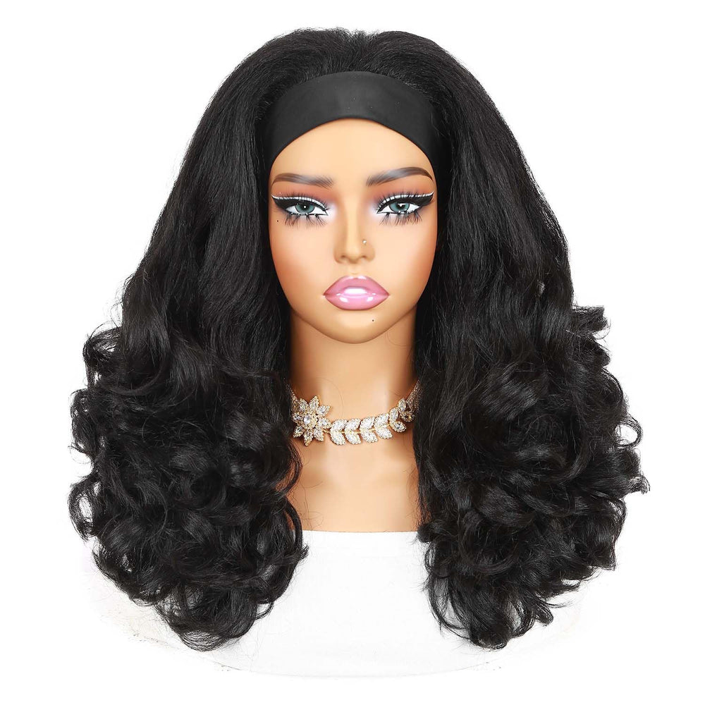 Quantum Love Yaki Curly Headband Wig side view showing smooth texture