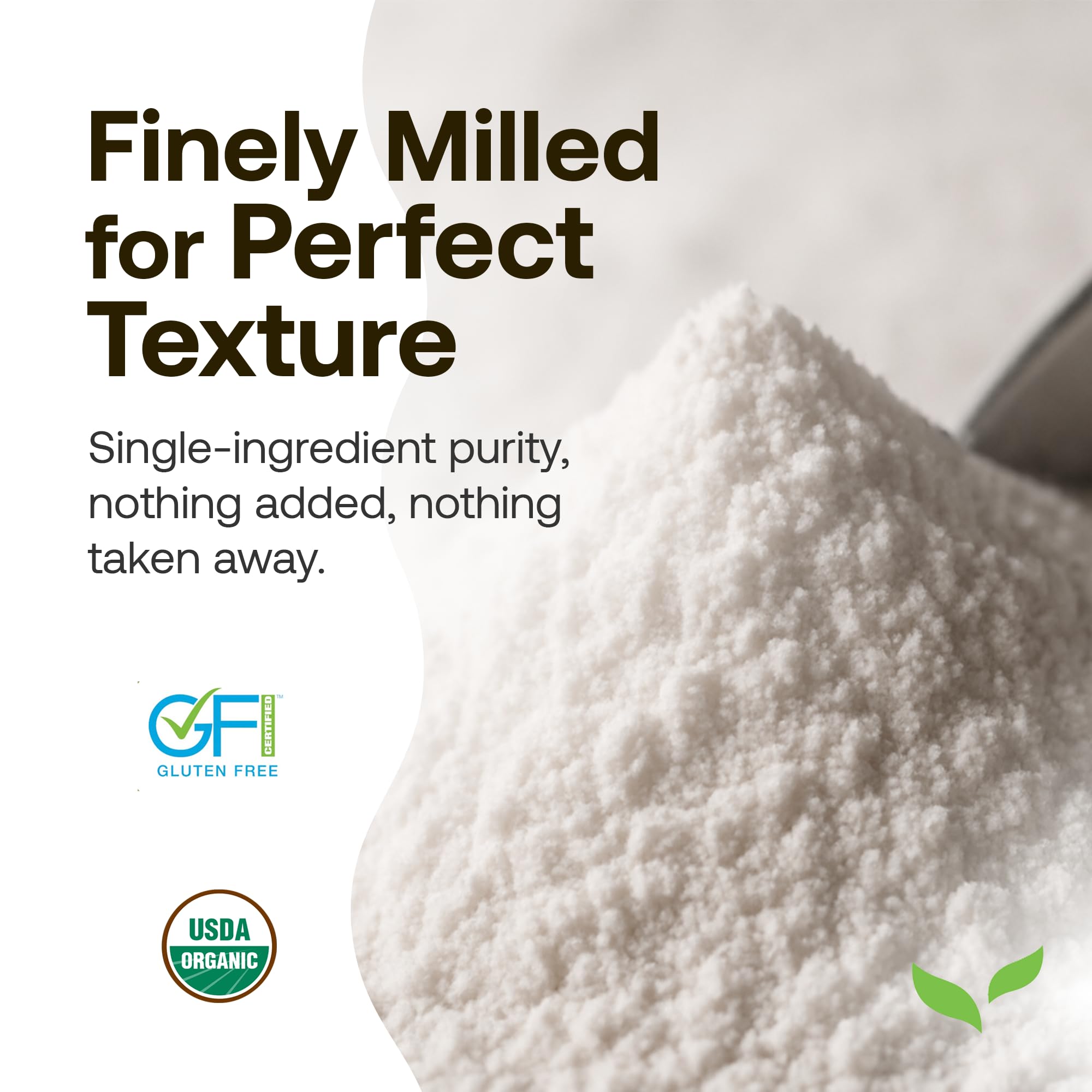 Quay Naturals gluten-free label on bag highlighting organic and non-GMO attributes.