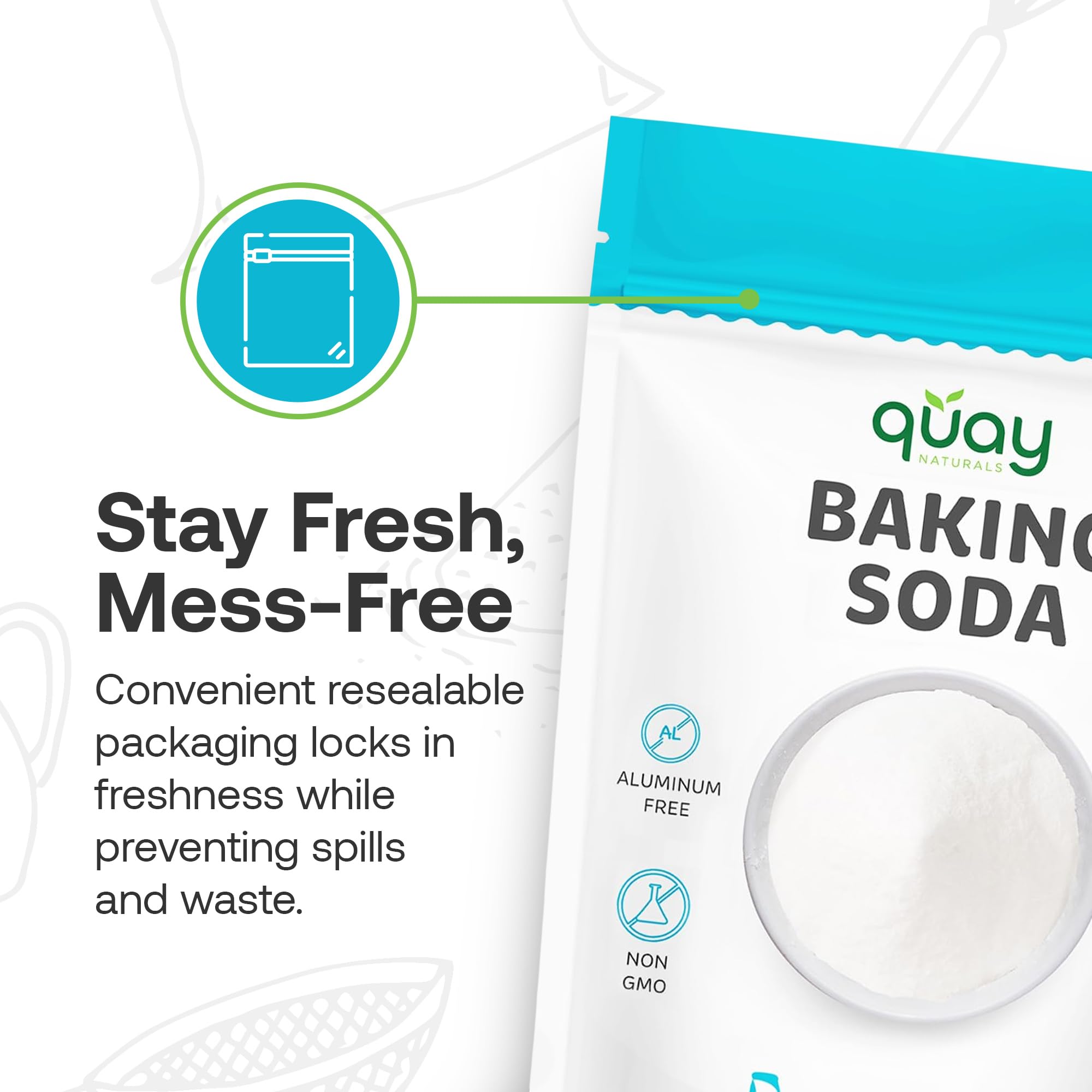 Quay Naturals 1lb box packaging for bulk baking and cleaning tasks.