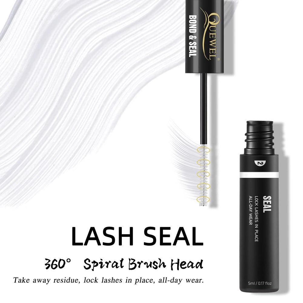 QUEWEL waterproof long-lasting lash glue keeps clusters secure all day.