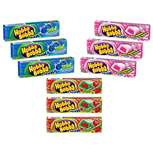 QUEEN JAX Hubba Bubba Max variety pack gum with three flavors for on-the-go flavor.