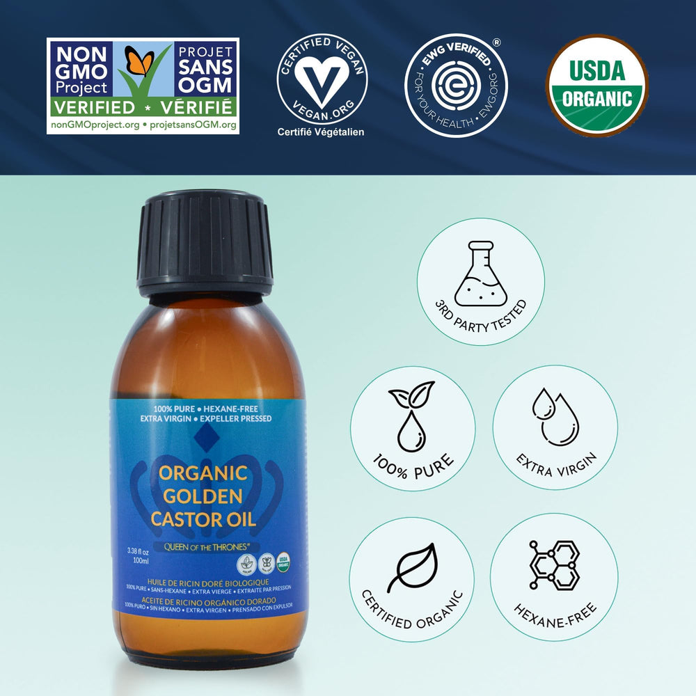 Queen of the Thrones Organic Golden Castor Oil enables versatile skin, hair, and nail care