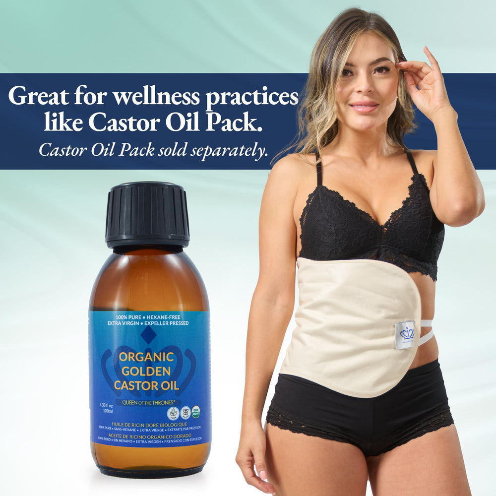 Queen of the Thrones Organic Golden Castor Oil travel-size ready for on-the-go care