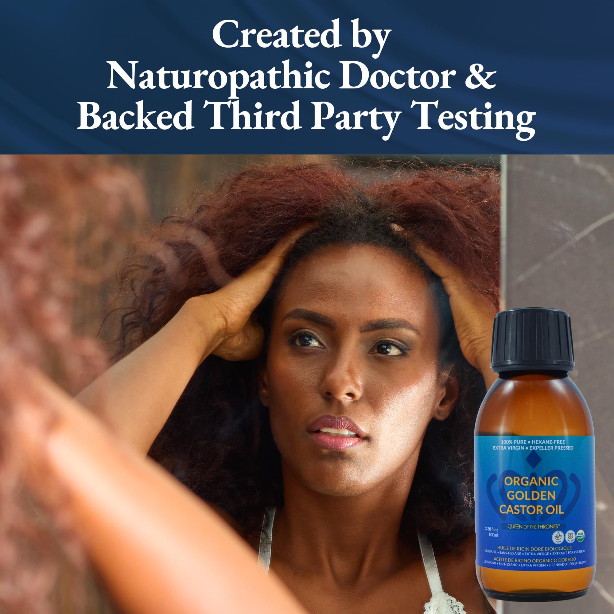 Queen of the Thrones Organic Golden Castor Oil USDA-certified for clean organic sourcing