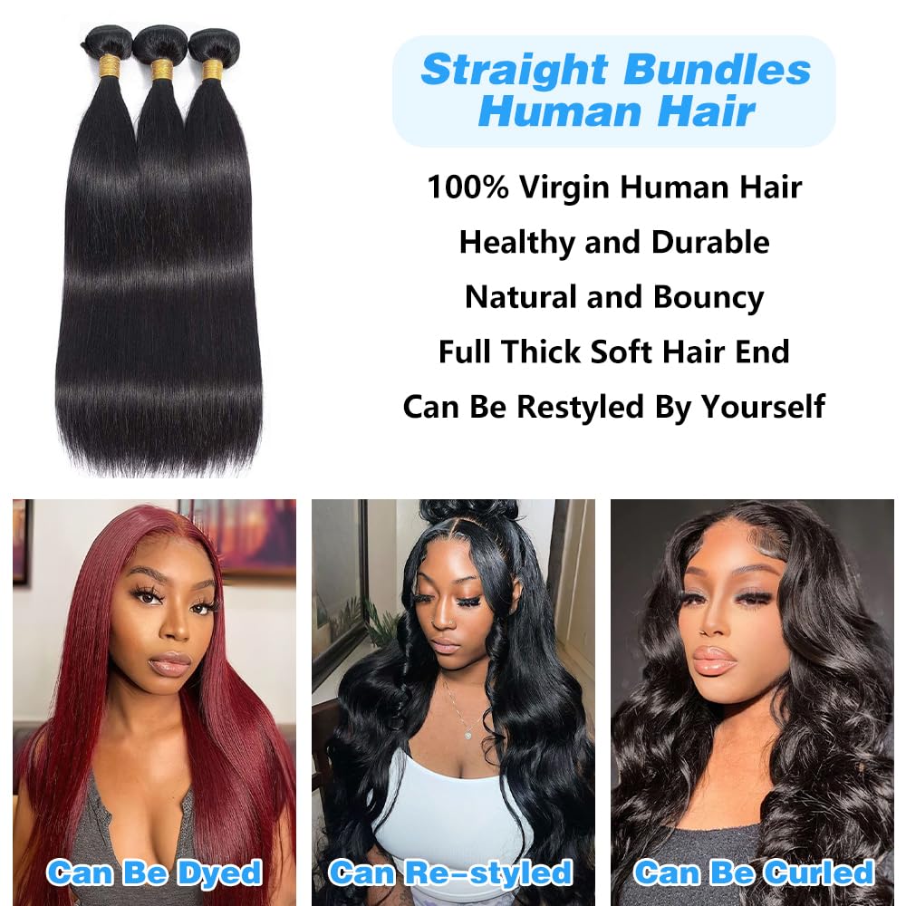 Queenset straight bundles 16inch highlight soft, healthy-looking wefts.