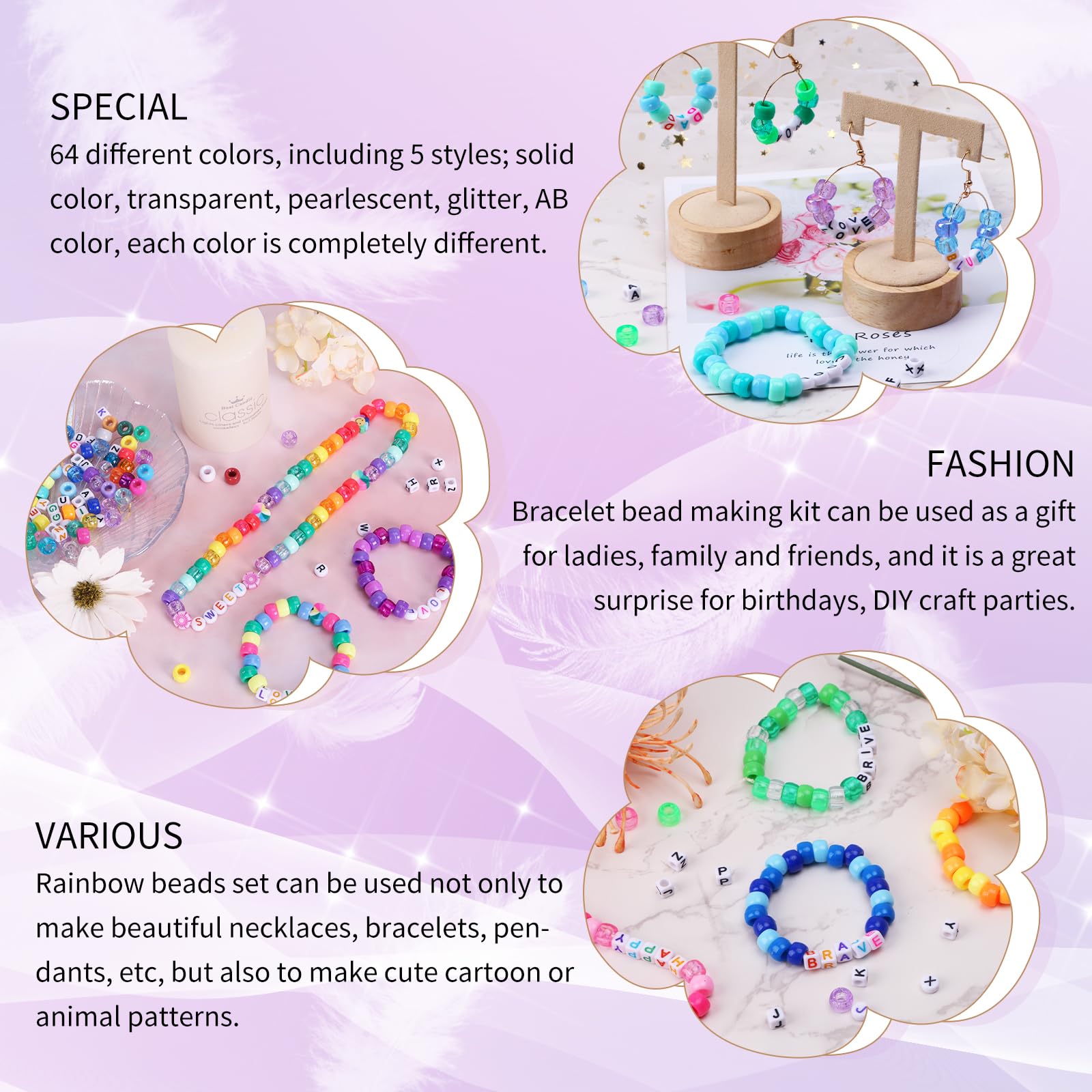 QUEFE versatile bead set for making necklaces, bracelets, and fun patterns