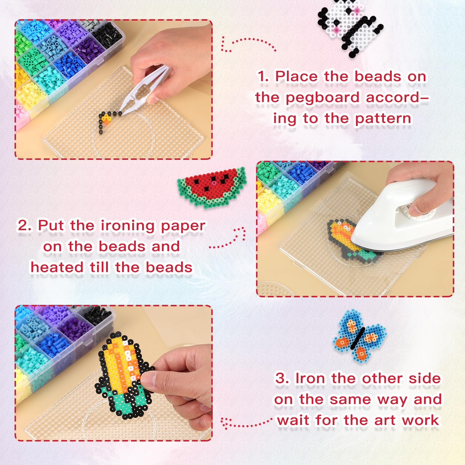 A sturdy storage box keeps 15,000 beads organized and accessible.