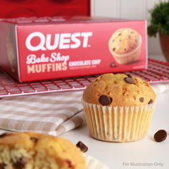 Quest Bake Shop Chocolate Chip Muffins bite shows a chocolatey, satisfying moment.