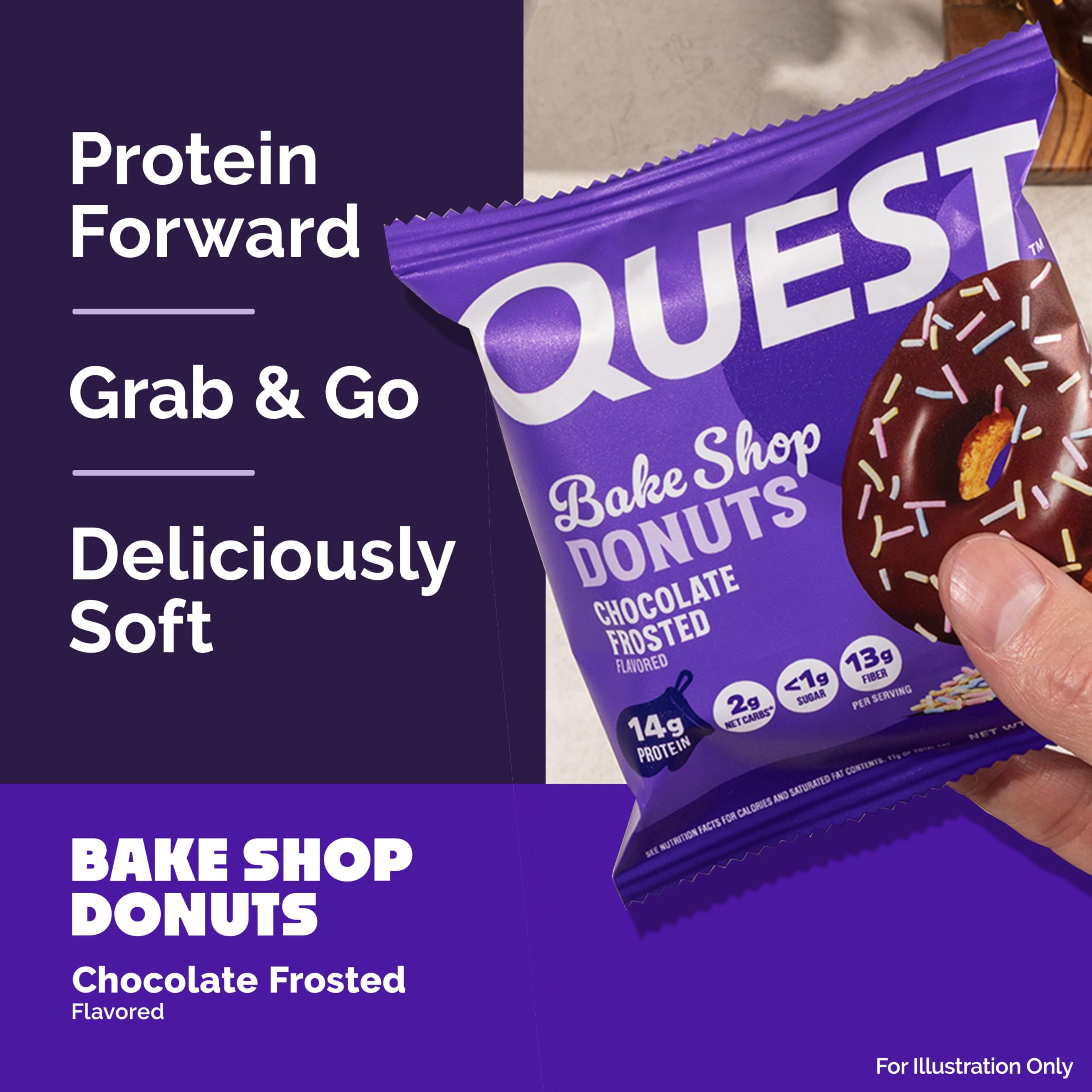 Quest Bake Shop donut in gym bag for post-workout refuel.