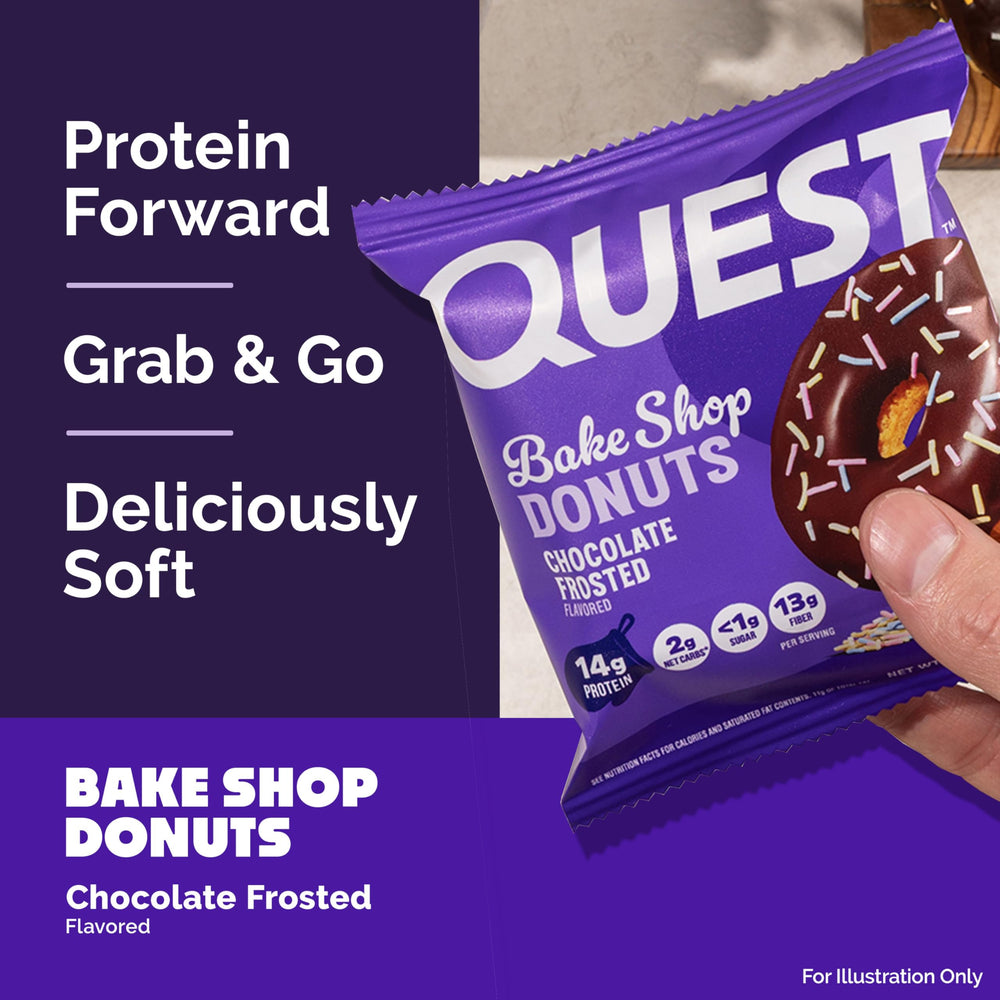 Quest Bake Shop donut in gym bag for post-workout refuel.