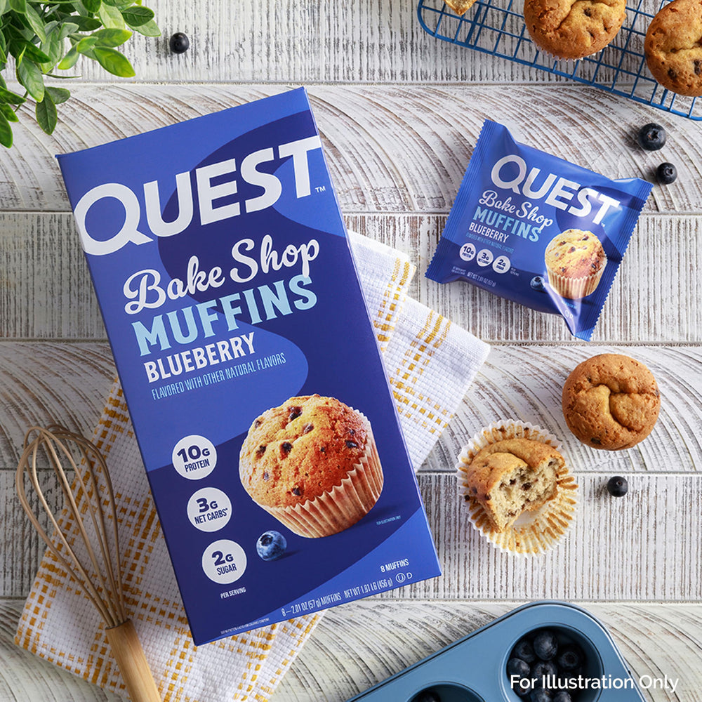 Quest Blueberry Muffin ingredient close-up, real blueberries inside