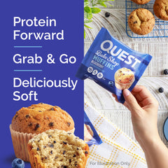 Quest Blueberry Muffins nutrition panel shows 10g protein per muffin.