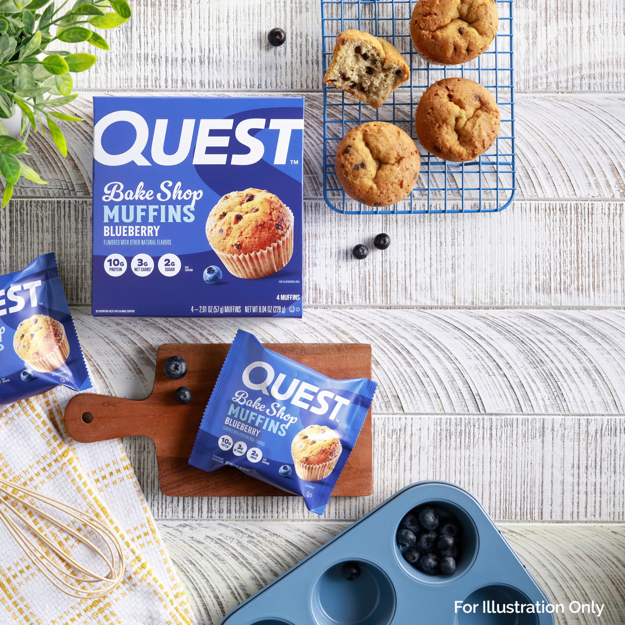Quest Blueberry Muffins texture closeup reveals soft, baked crumb.