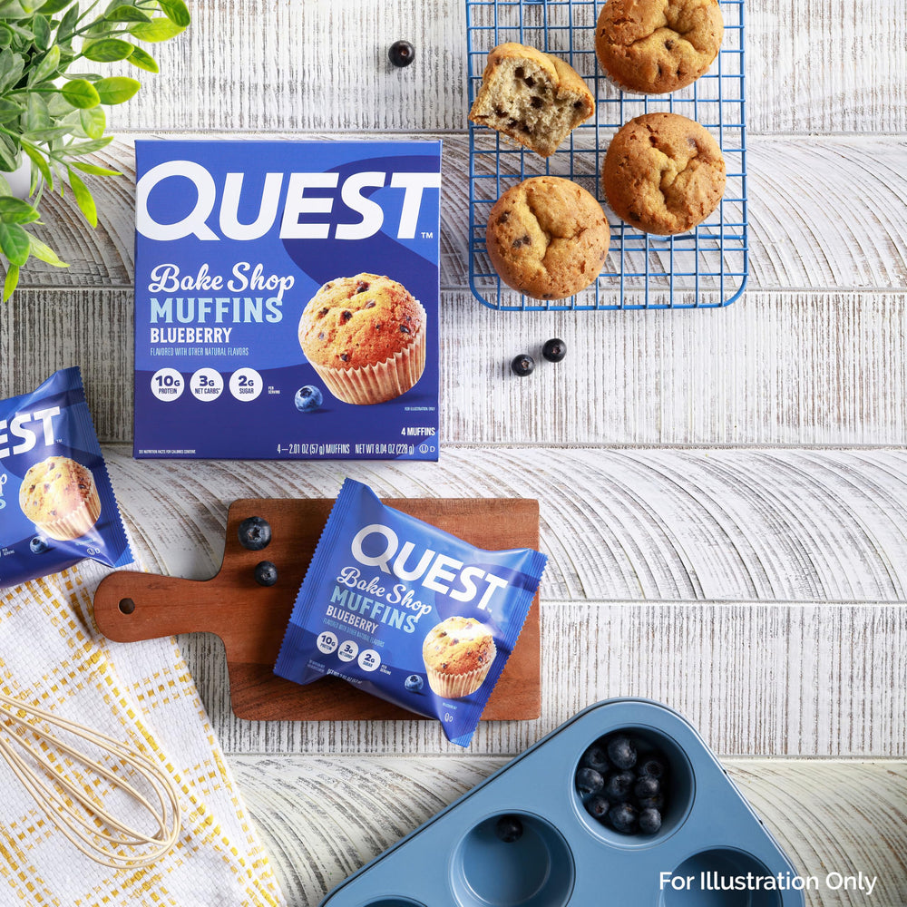 Quest Blueberry Muffins texture closeup reveals soft, baked crumb.