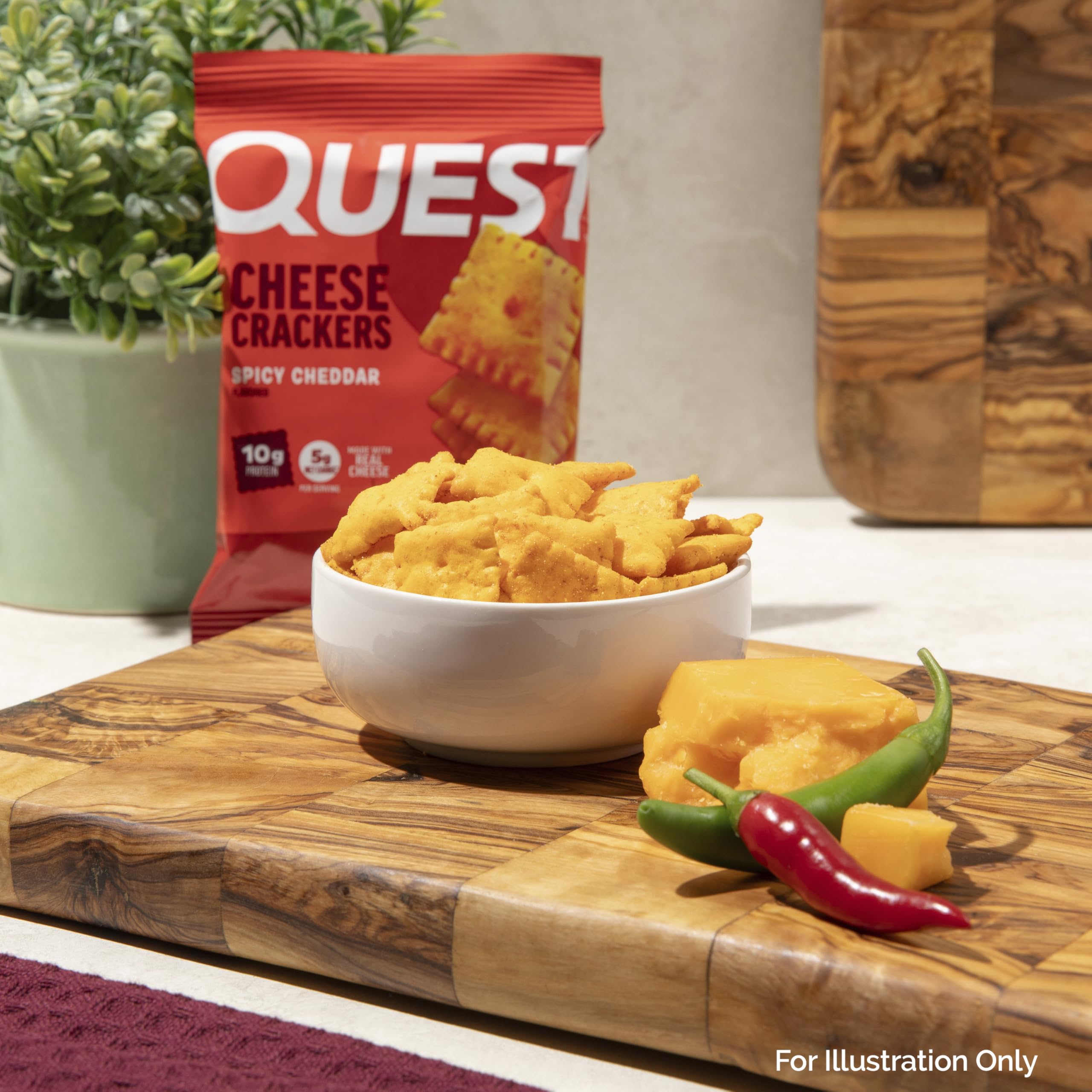 Quest cheddar cracker crisp close-up reveals crunchy texture and paprika note