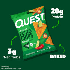 Quest Chili Lime Tortilla Style Protein Chips as taco-night crunch.