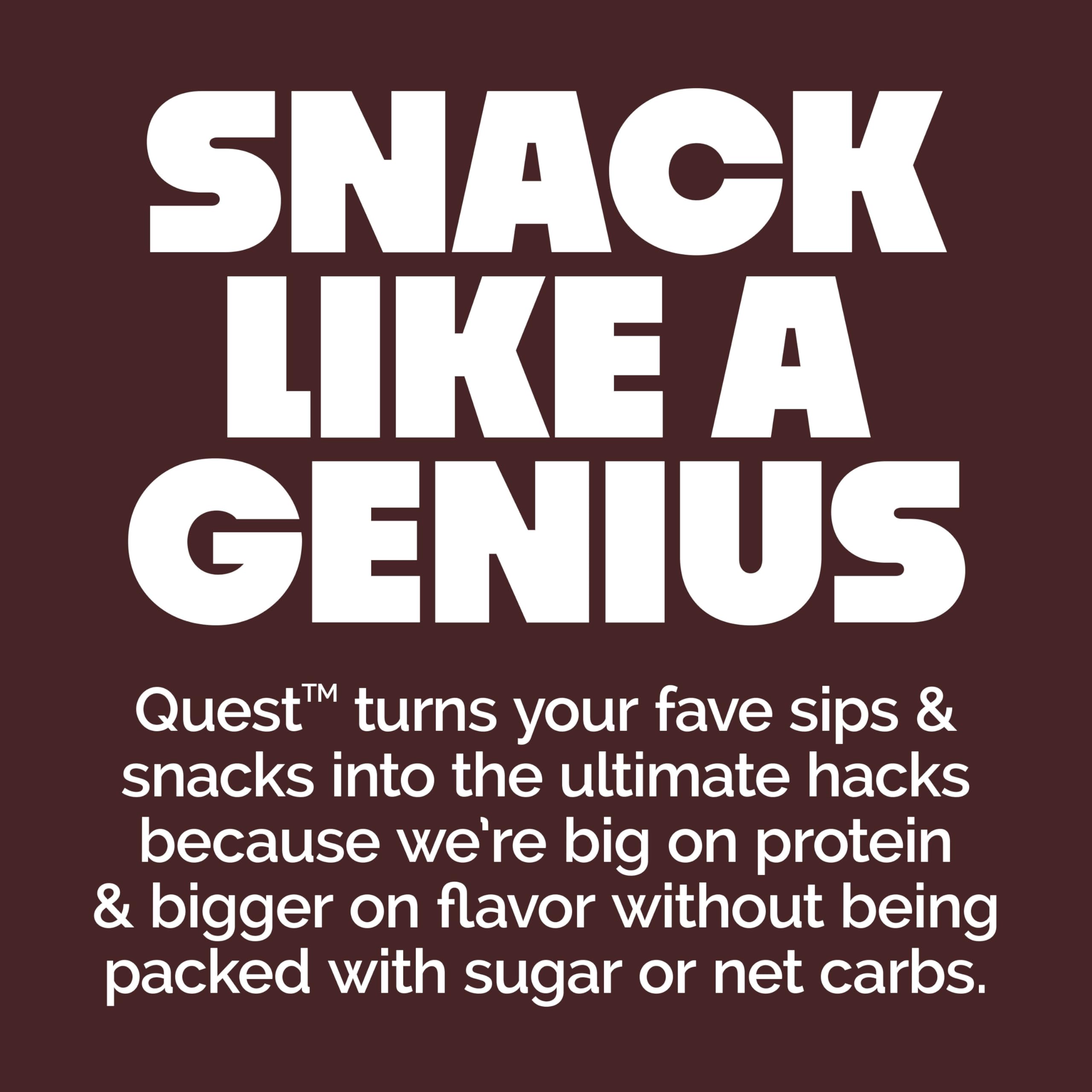 Quest Chocolate Brownie Bar on desk—perfect desk-side treat with coffee.