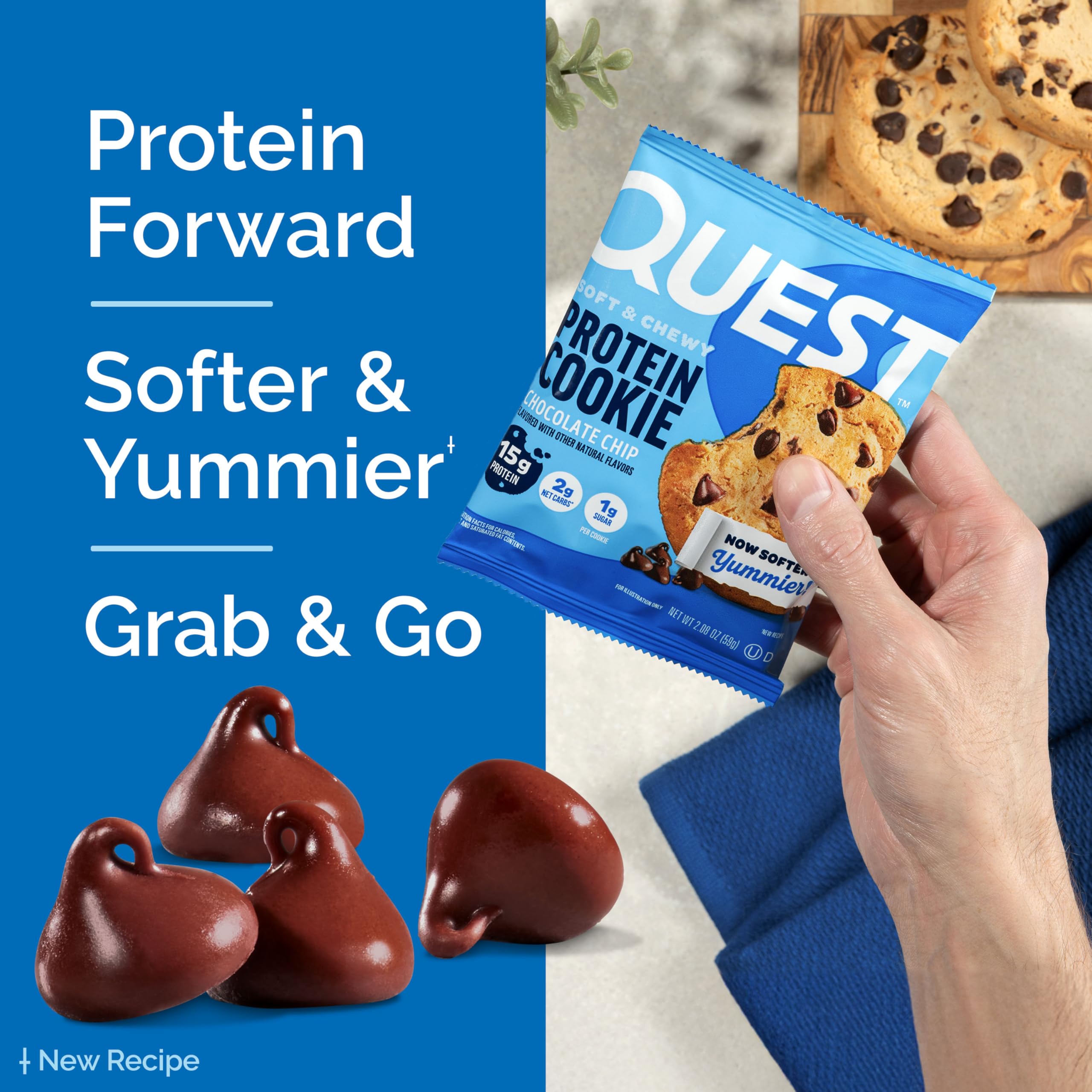 Cookie in gym bag beside shaker bottle