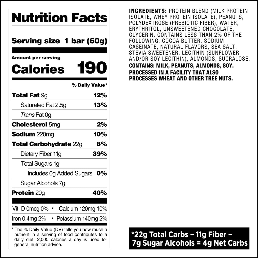 Box contains four individually wrapped bars for convenient meals.