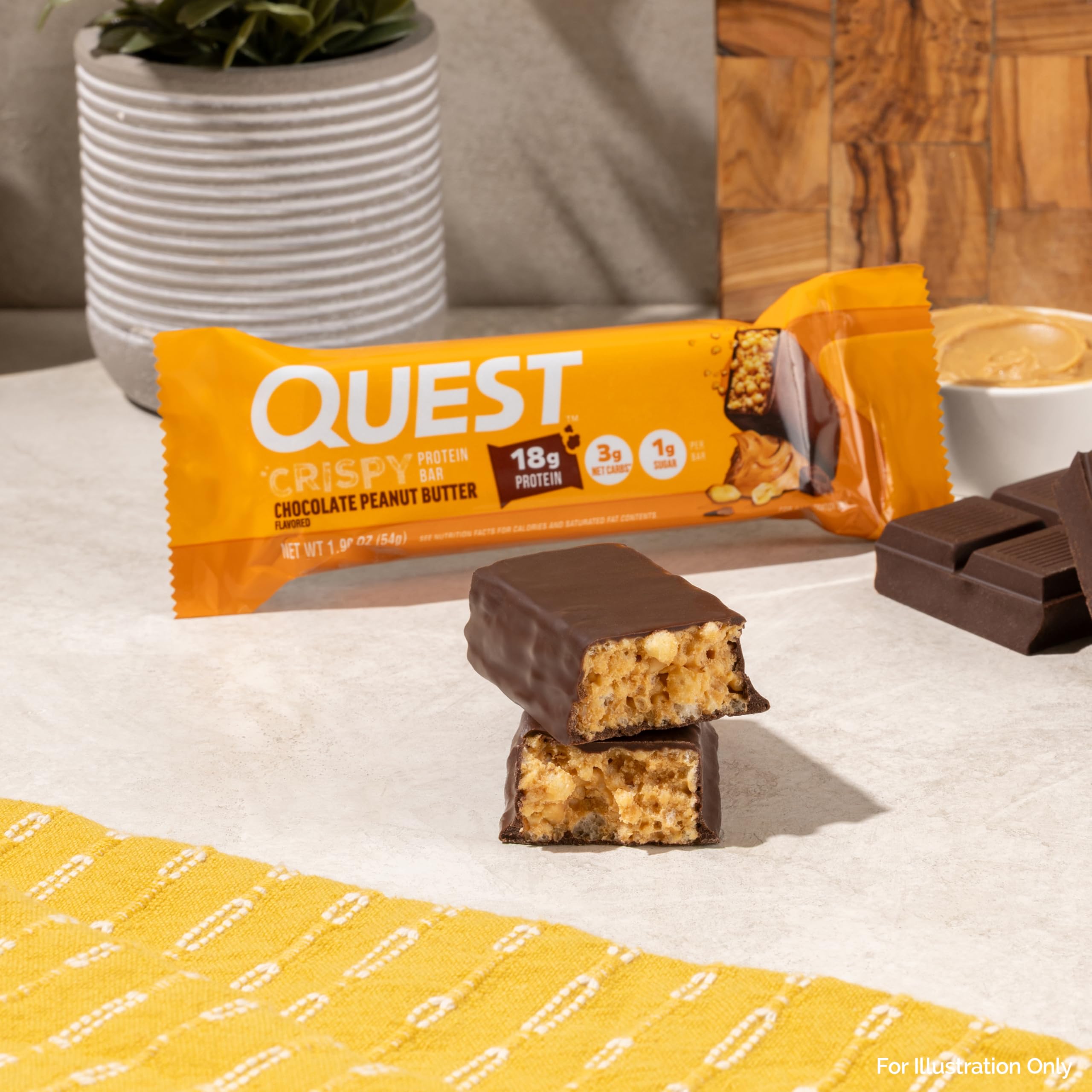 Individually wrapped bar for desk, gym bag, or travel.