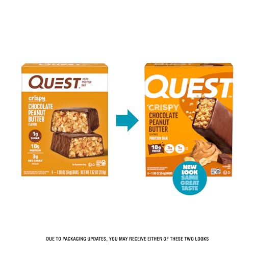 Quest Crispy Bar outer chocolate coating with chewy peanut butter center.