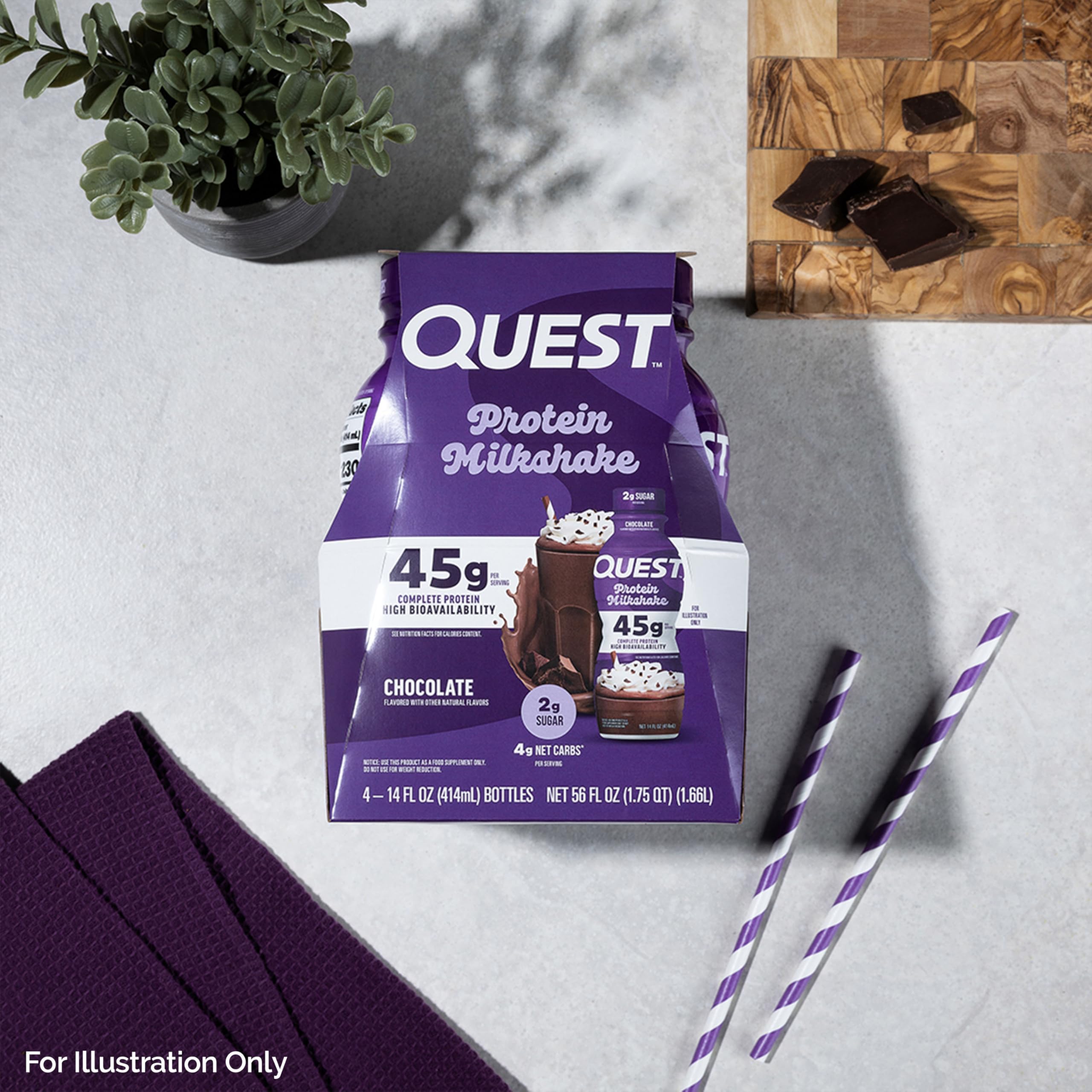 Quest Shake bottle cap close-up communicates premium chocolate experience
