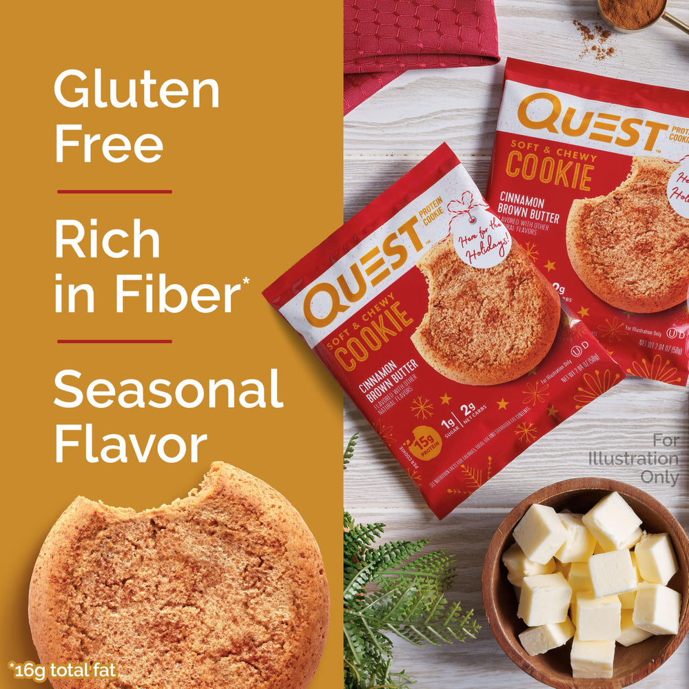 Single Quest cookie with festive glaze shows low sugar feature.