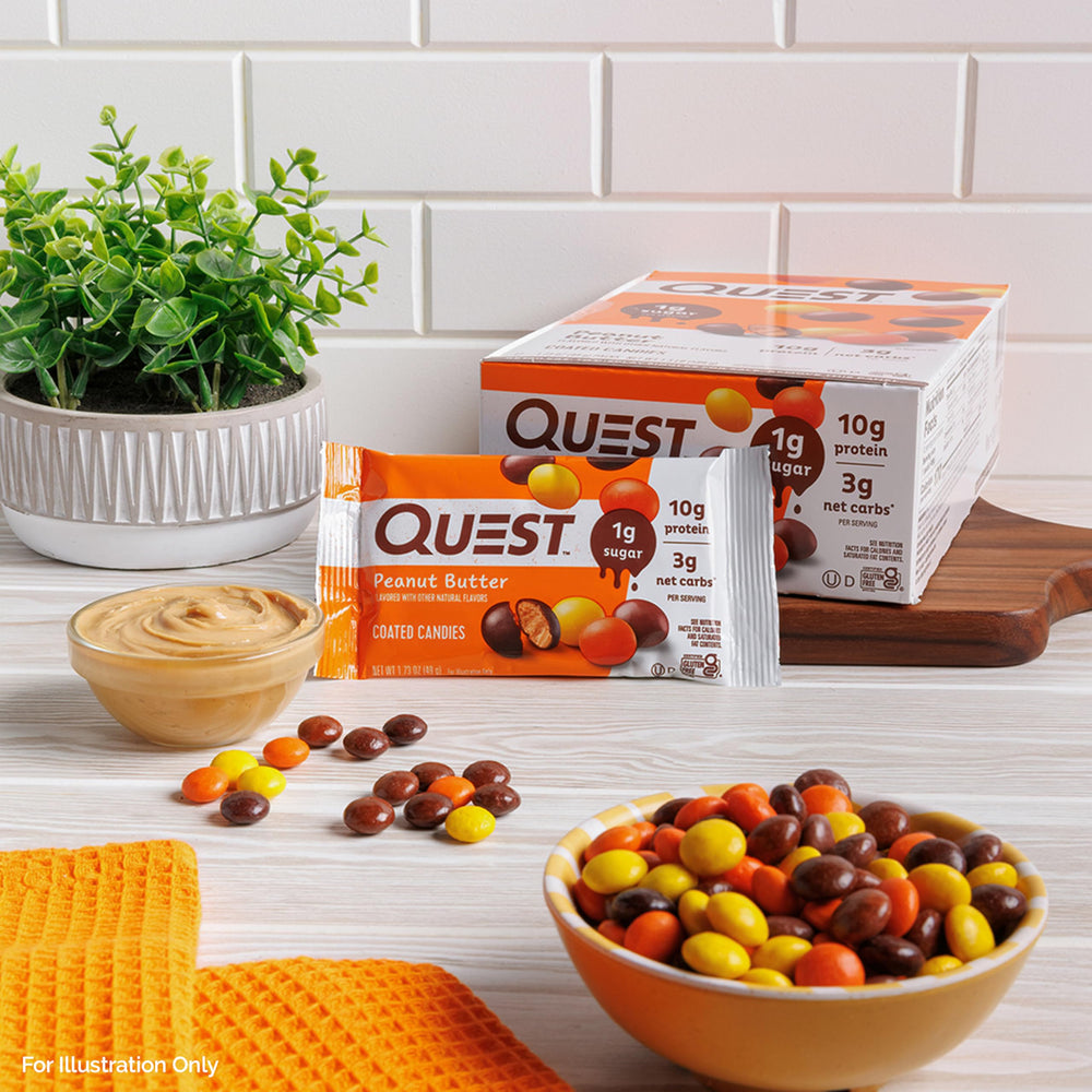 Quest coated candies ready with coffee pairing suggestion