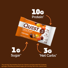 Quest coated candies on hand with pack, grab-and-go protein boost for busy days