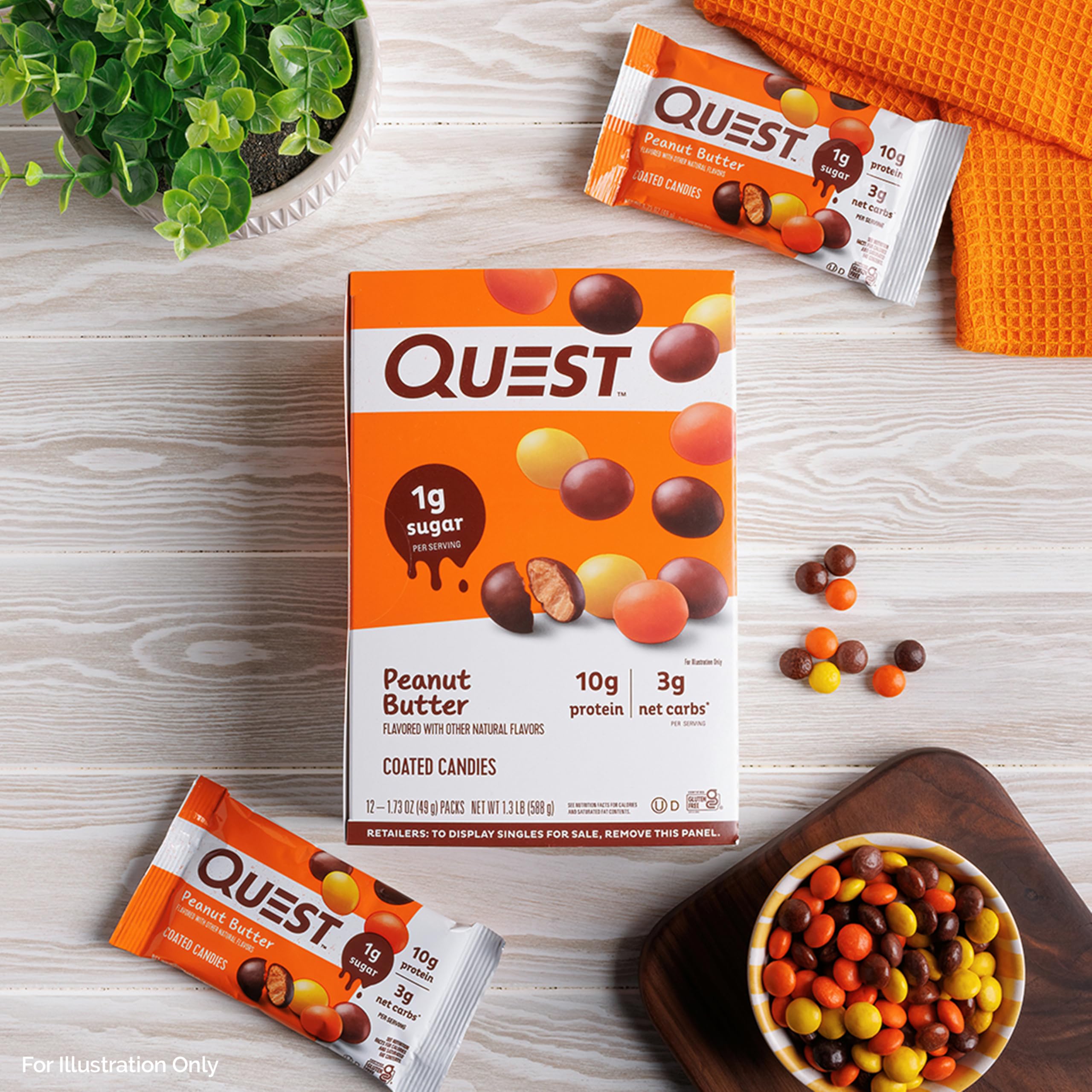 Quest coated candies single-serve pack for on-the-go snacking