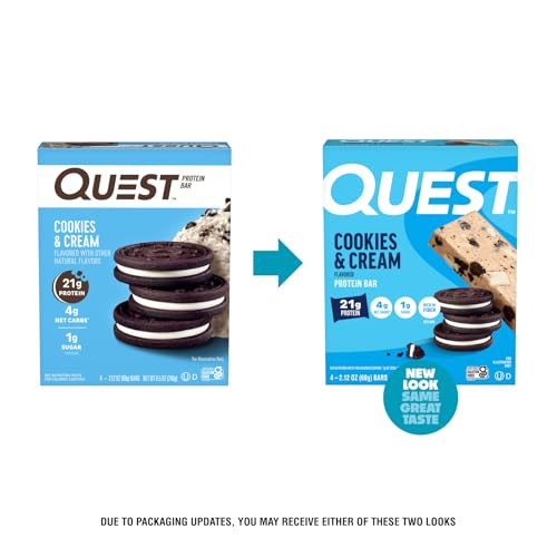 Quest Cookies & Cream bar unwrap exposing packaging for on-the-go convenience