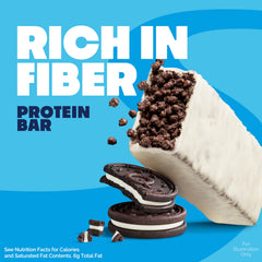 Quest Cookies and Cream Hero Bar close-up emphasizes crispy texture and creamy coating.