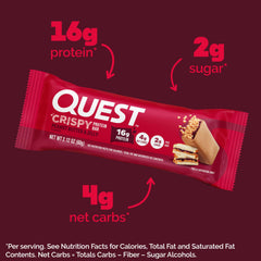Quest Crispy PB&J bar peanut butter layer highlights rich flavor