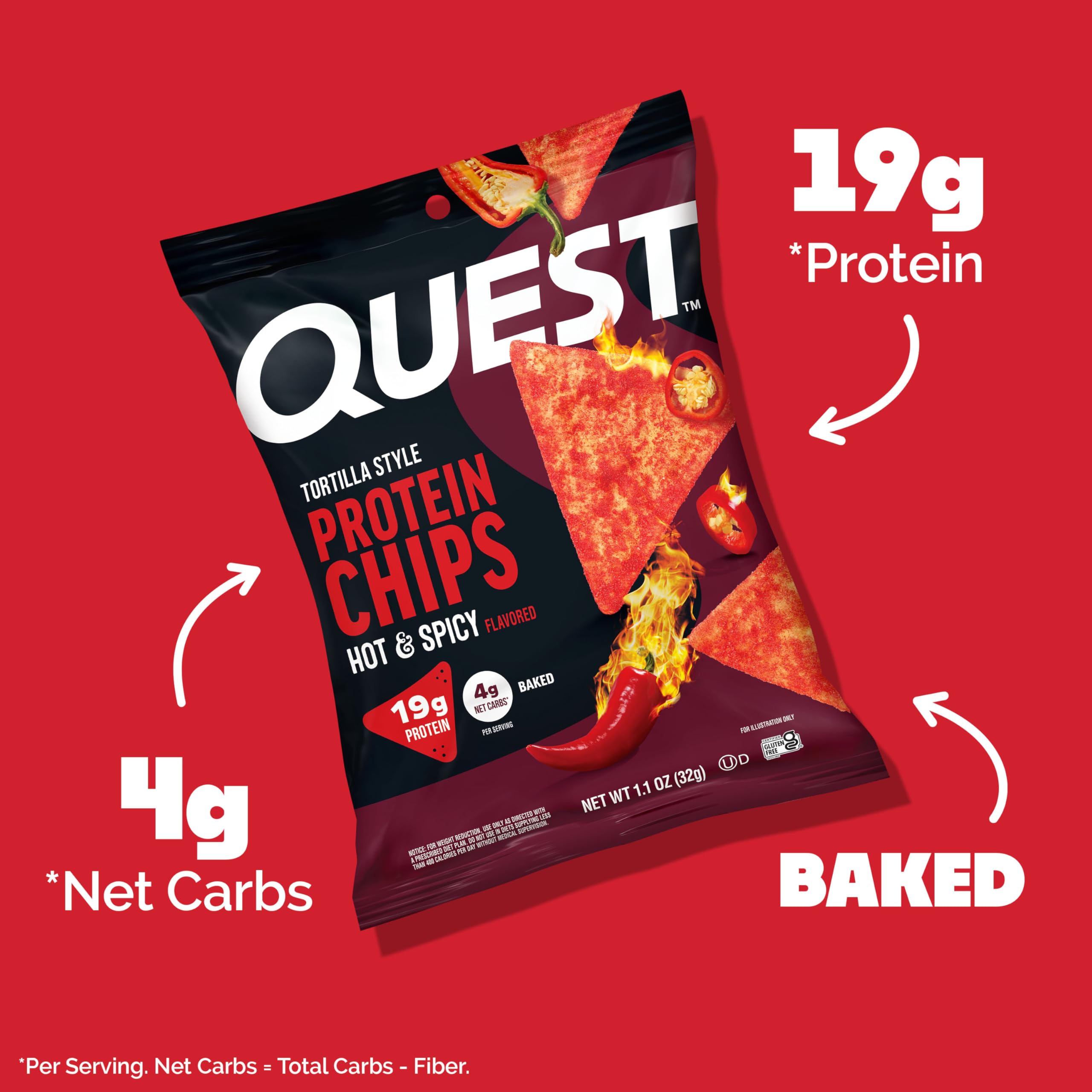 Quest gluten-free chip with bold flavor and crisp texture.