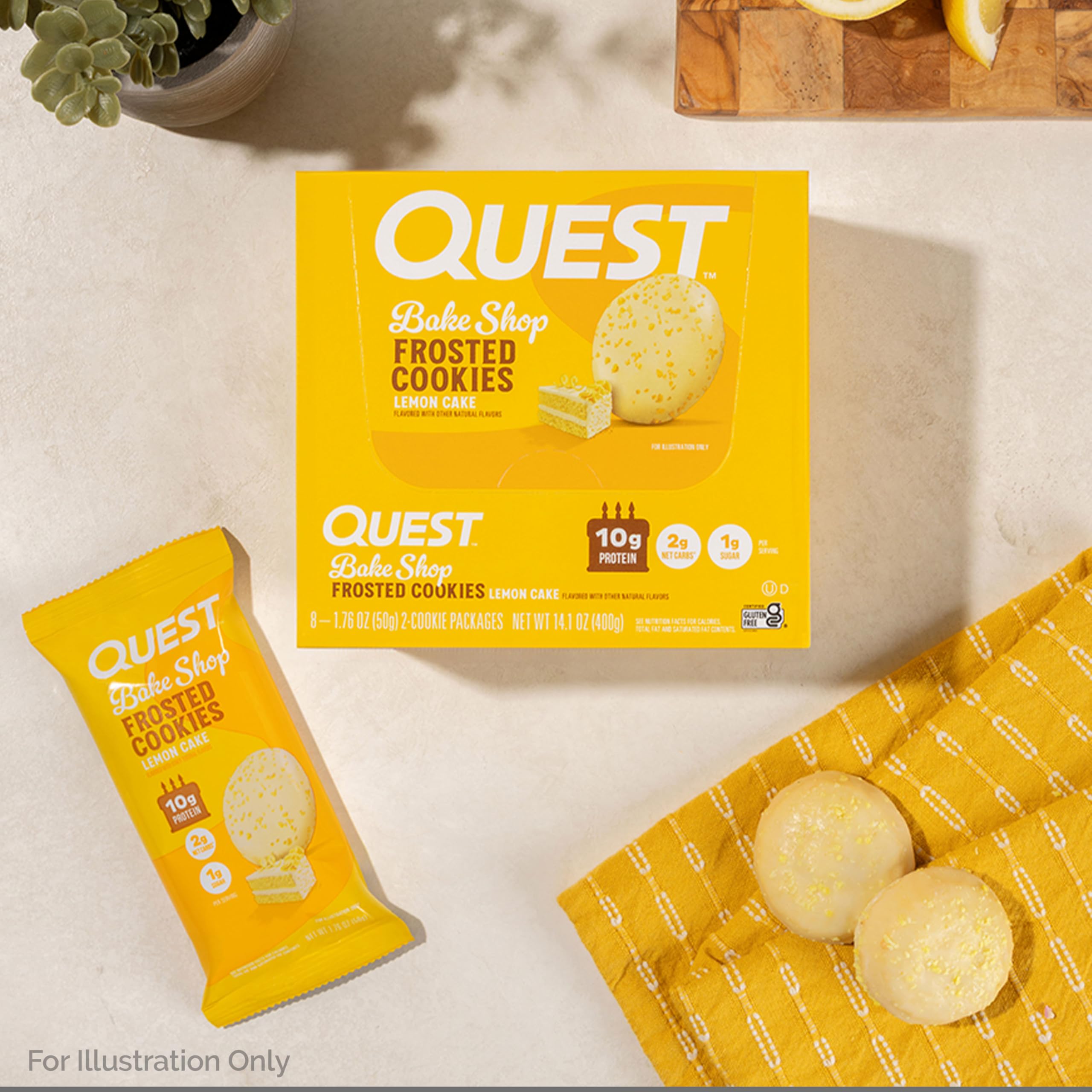 Quest grab-and-go snack idea on desk or during workout break.
