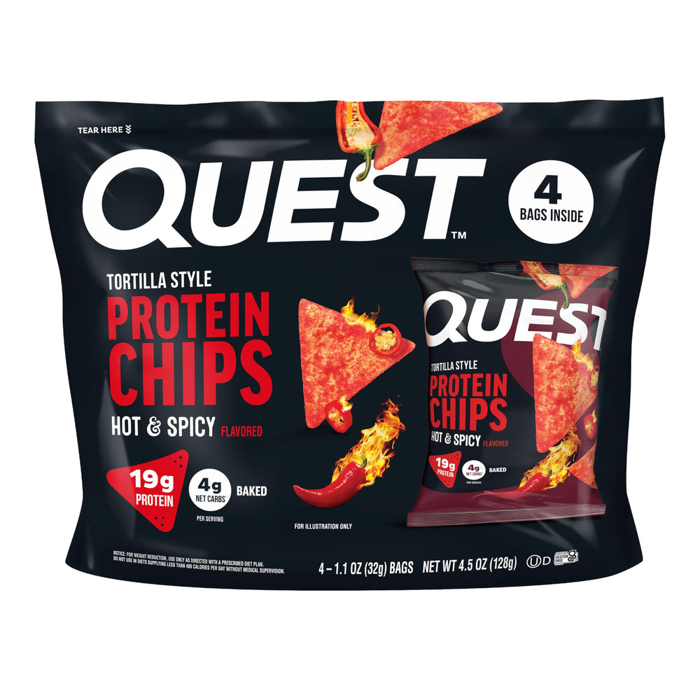Quest hot-spicy tortilla-style chip crunch adds protein to your snack.
