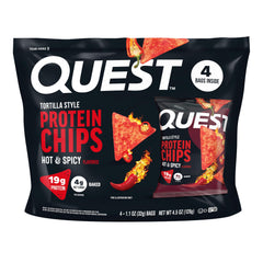 Quest hot-spicy tortilla-style chip crunch adds protein to your snack.