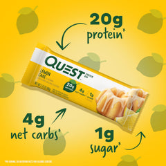 Quest Lemon Cake bar unwrapped showing flavor appeal