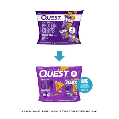 Closeup of Quest Loaded Taco tortilla-style chips showing crispy texture for snacking