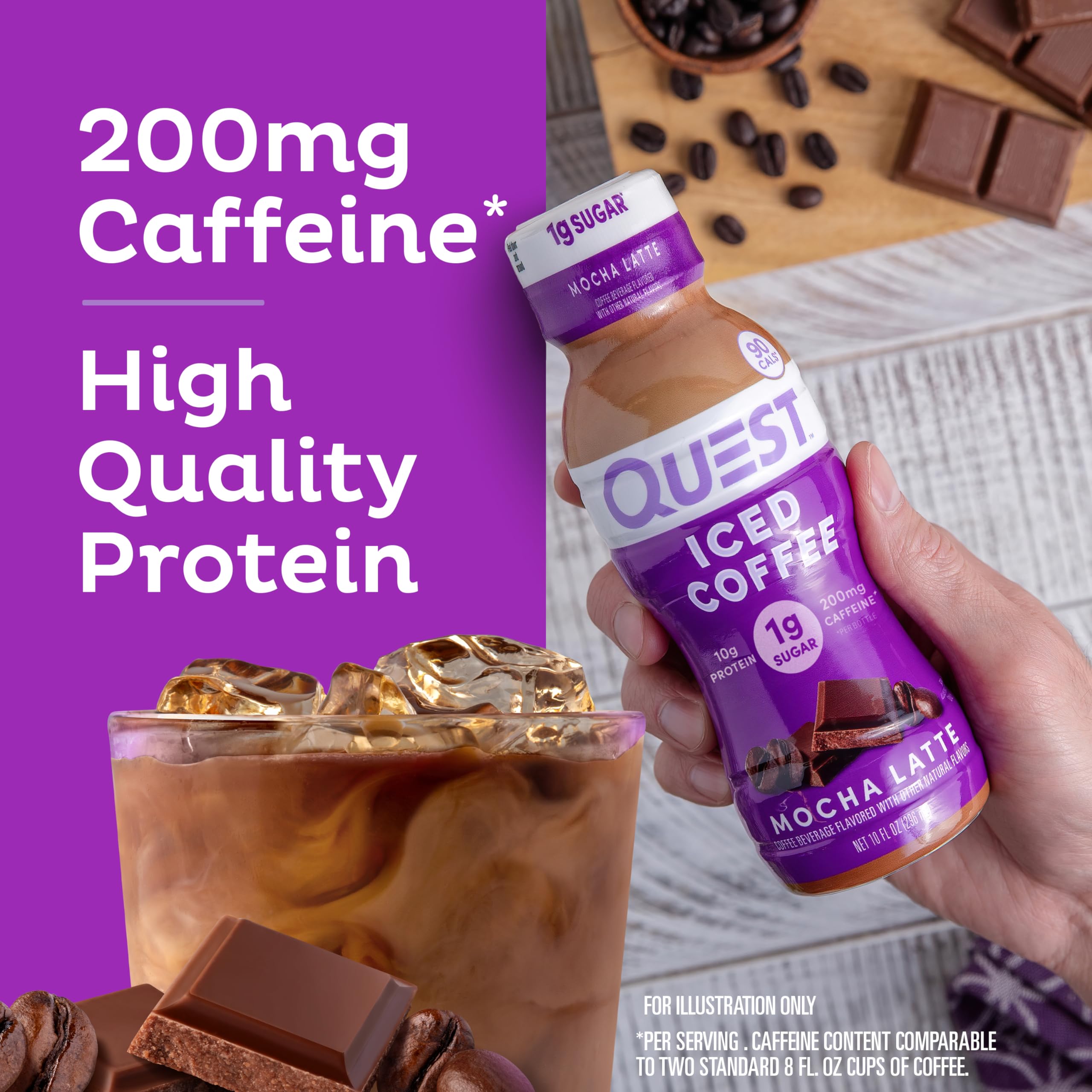 Quest Mocha Latte Iced Coffee kept cold in the fridge for immediate refreshment