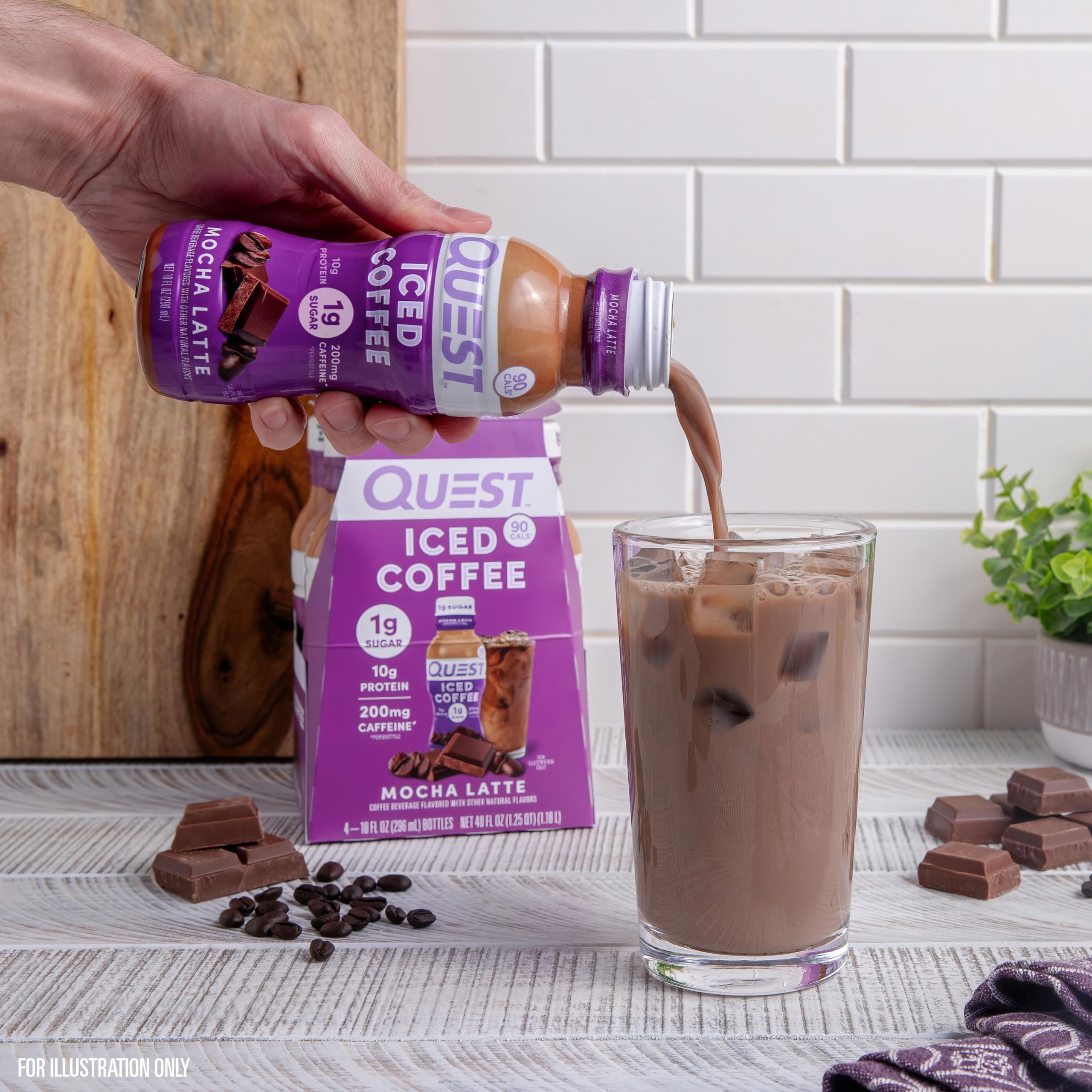 Quest Mocha Latte Iced Coffee in gym bag for post-workout energy
