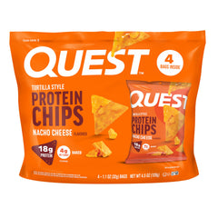 Quest Nacho Cheese tortilla chips boxed for sharing and snacking